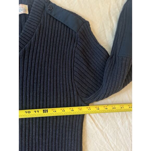 Vintage Citadel V-Neck Pullover Sweater Elbow Patch Blue 40 Academic Professor - Picture 6 of 6